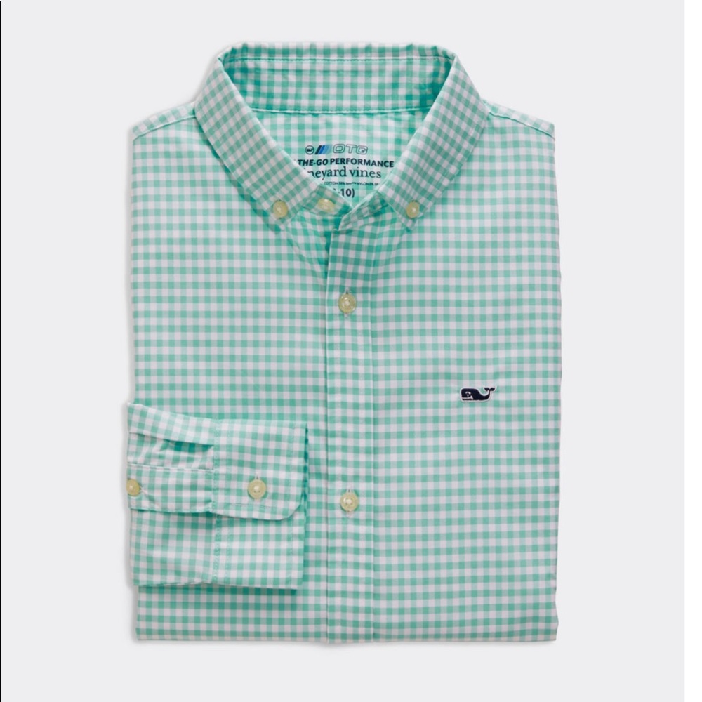 Vineyard Vines Boys Aqua Button Down Shirt